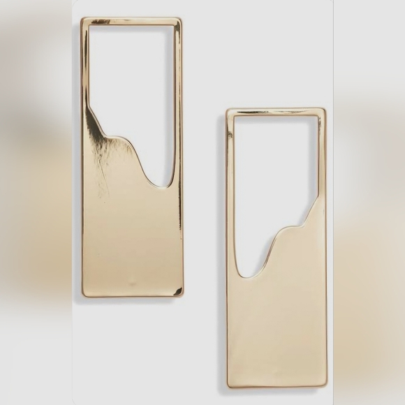 Anthropologie Jewelry - NEW Anthropologie Gold Geometric Earrings Minimalist Contemporary Metallic